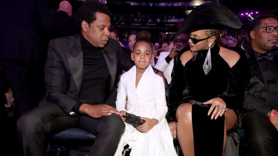 Blue Ivy with Jay-Z and Beyonce at the Grammys