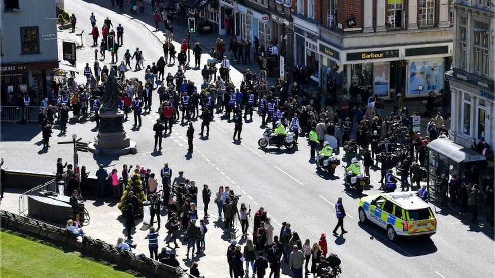 Outside Windsor Castle during Duke of Edinburgh funeral