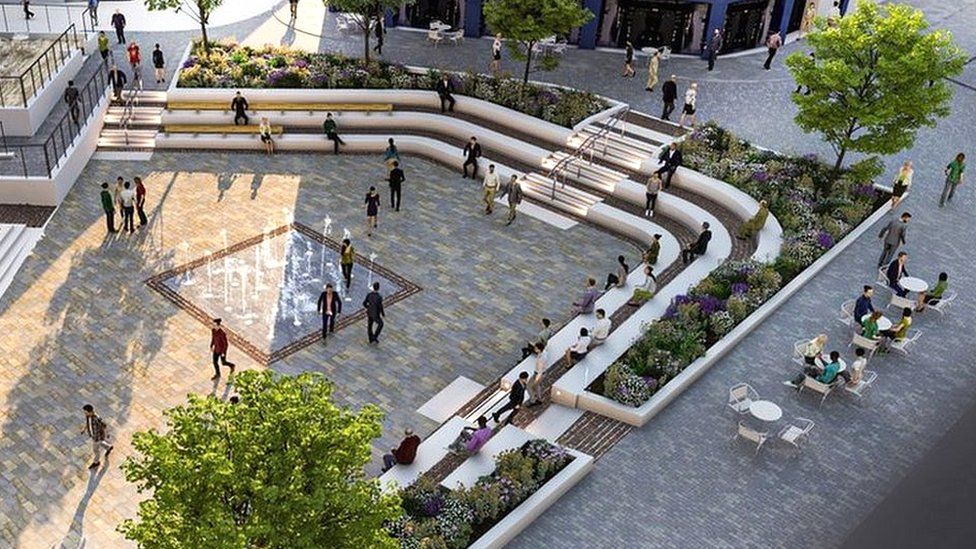 Artist's impression the proposed amphitheatre in town centre
