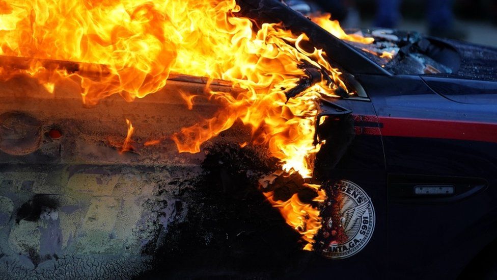 Police car burns in Atlanta