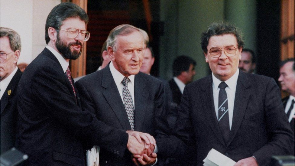 Gerry Adams, Albert Reynolds and John Hume