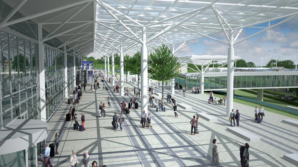 Artist's impression of the new forecourt at Bristol Airport