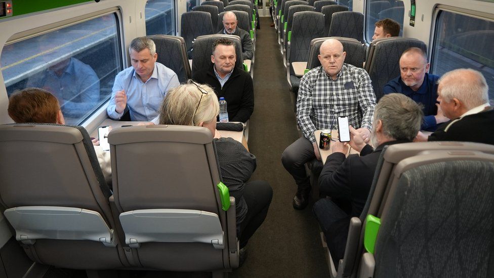 Port Talbot steelworkers on the train to London