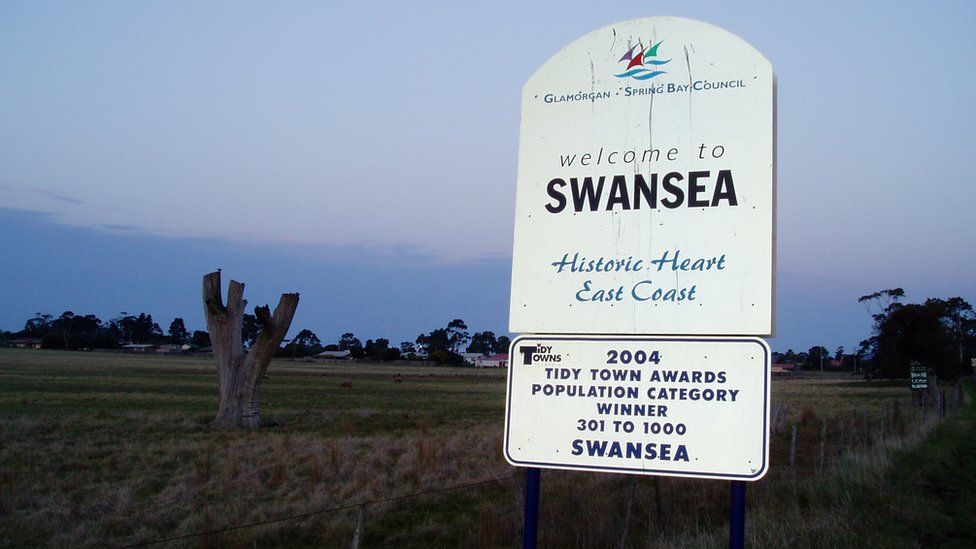 A sign for Swansea, Tasmania