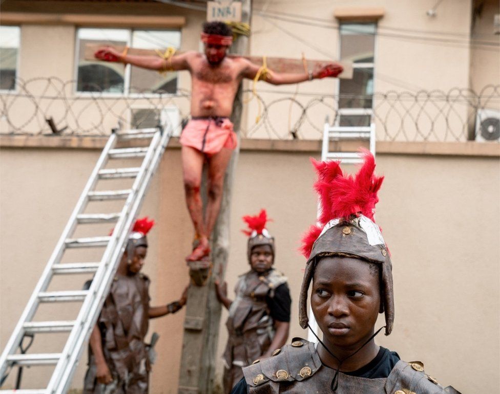 The Sacred Heart Catholic Church Players perform "The Passion of Jesus".