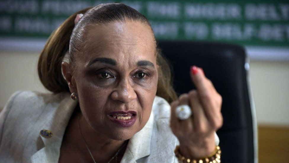 Activist and convener of the Niger Delta Self Determination Movement (NDSDM) Annkio Briggs speaks about her quest for resource control and self determination within Nigerian framework in Lagos, on November 20, 2015.