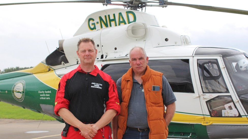 Paramedic Andy Dalton with Phil Duggan