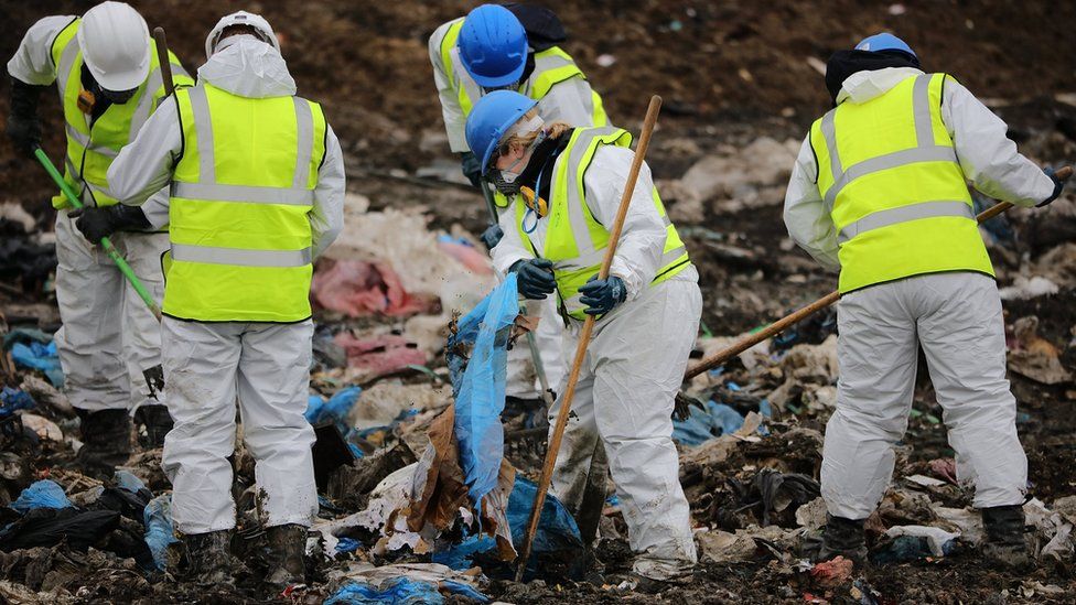 Officers searching landfill site at Milton in Cambridgeshire