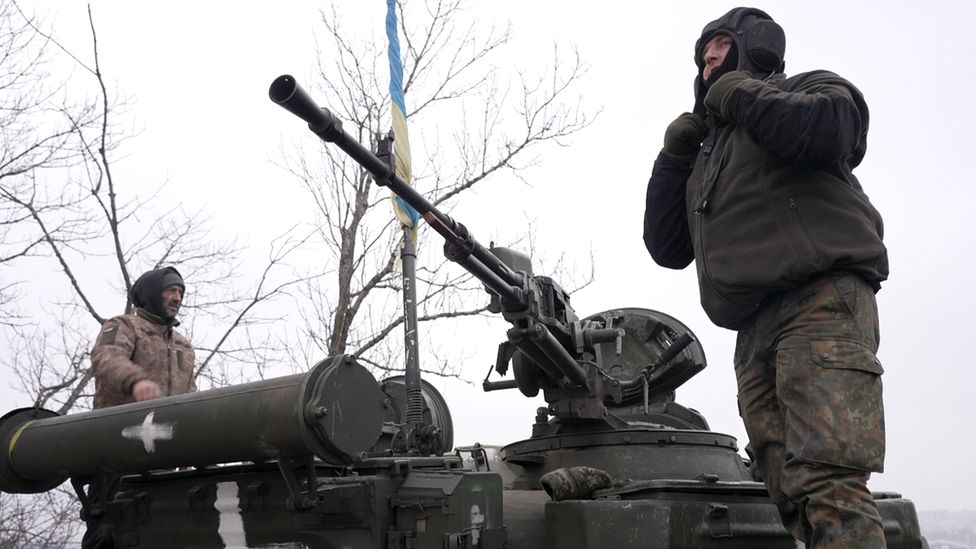 Ukrainians on top of their tank