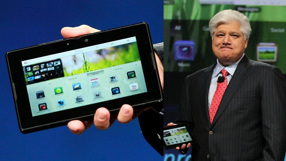 Mike Lazaridis with Blackberry Playbook