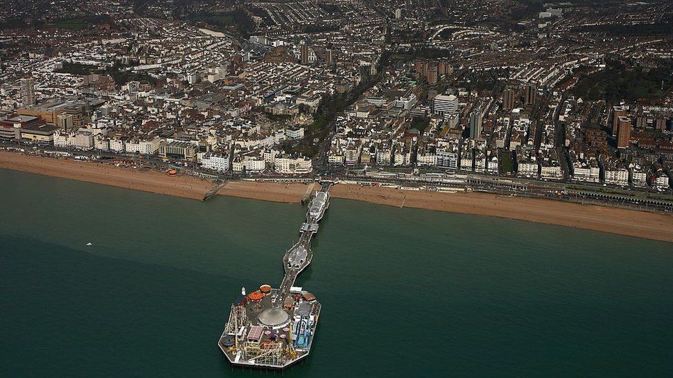 Aerial shot of Brighton and Hove seafront