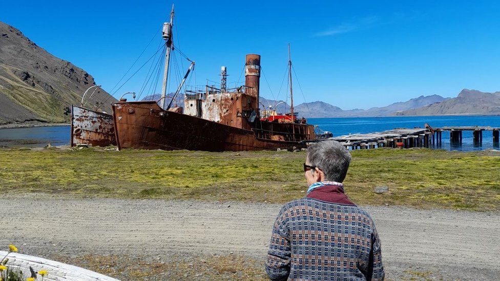 Photo of former whaling boats in South Georgia