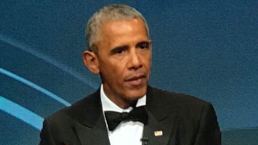 Barack Obama speaking at the event