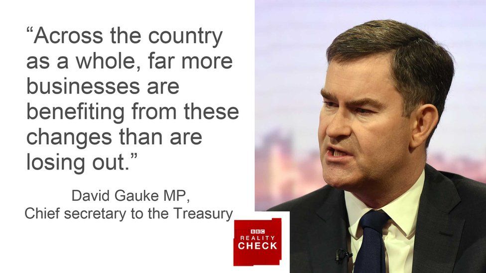 David Gauke saying: Across the country as a whole, far more businesses are benefiting from these changes than are losing out.
