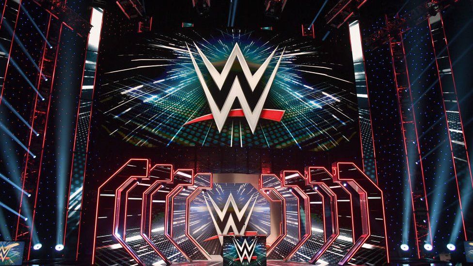 WWE logos on screens