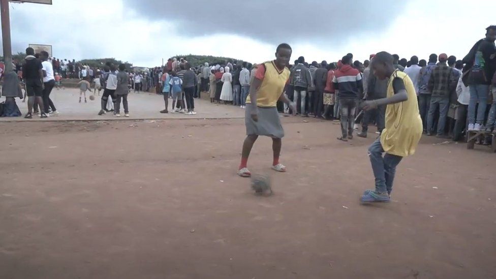 Refugees in Malawi playing football