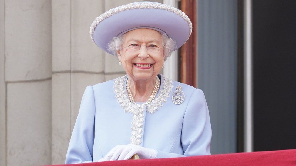 The Queen on the balcony of Buckingham Palace on 2 June