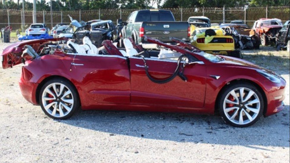 Tesla Model 3 after crash