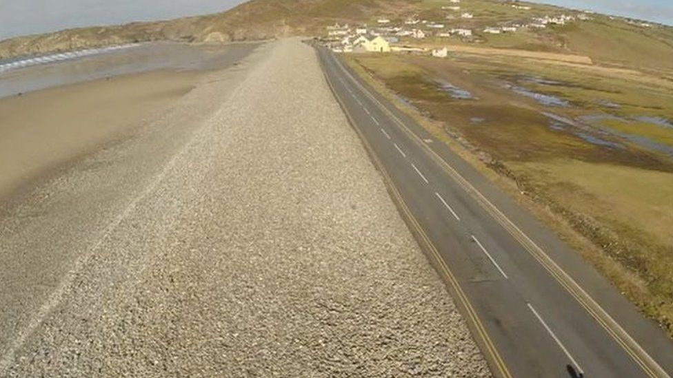 Newgale beach's shingle bank has been breached many times