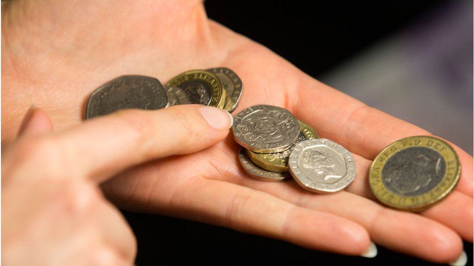 Coins in a hand