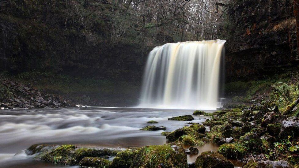 The falls at Sgwd yr Eira in the Brecon Beacons
