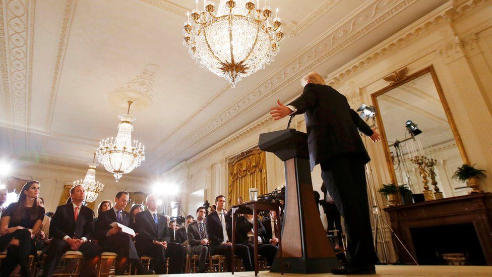 President Trump facing the US press corps