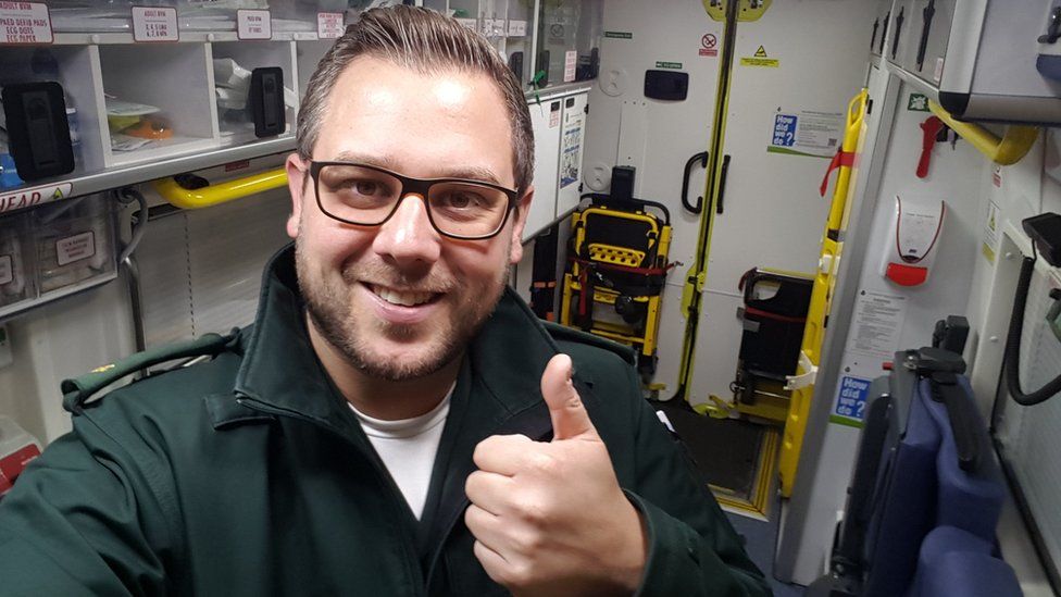 Paramedic Rob Moore with a thumbs up