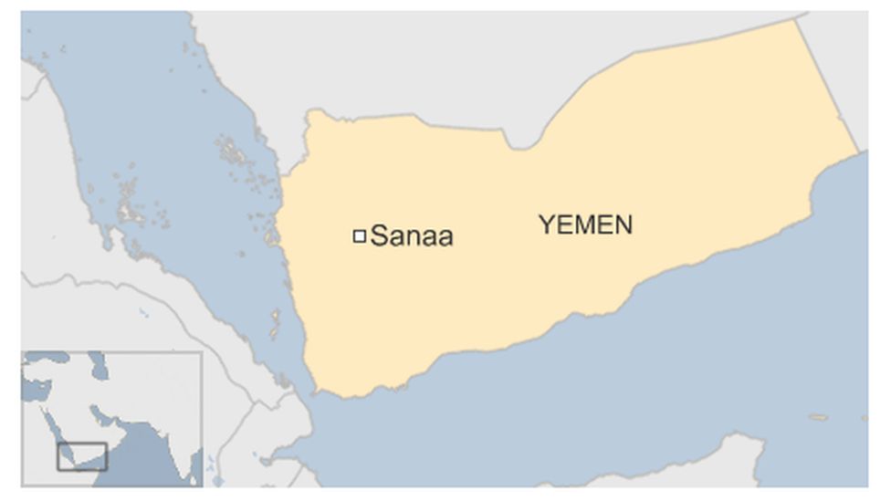 Map of Sanaa in Yemen