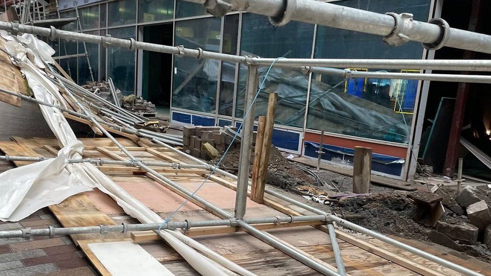 Fallen scaffolding in Belfast