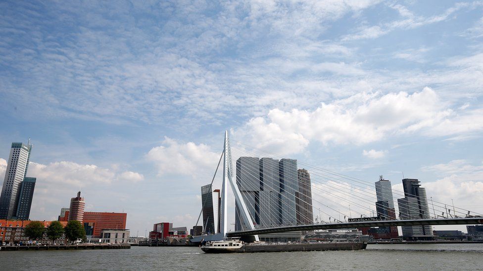 The Erasmusbrug (Erasmus bridge) over the river Maas in Rotterdam