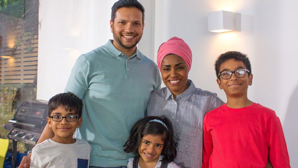 Nadiya Hussain with her husband Abdal and their three children