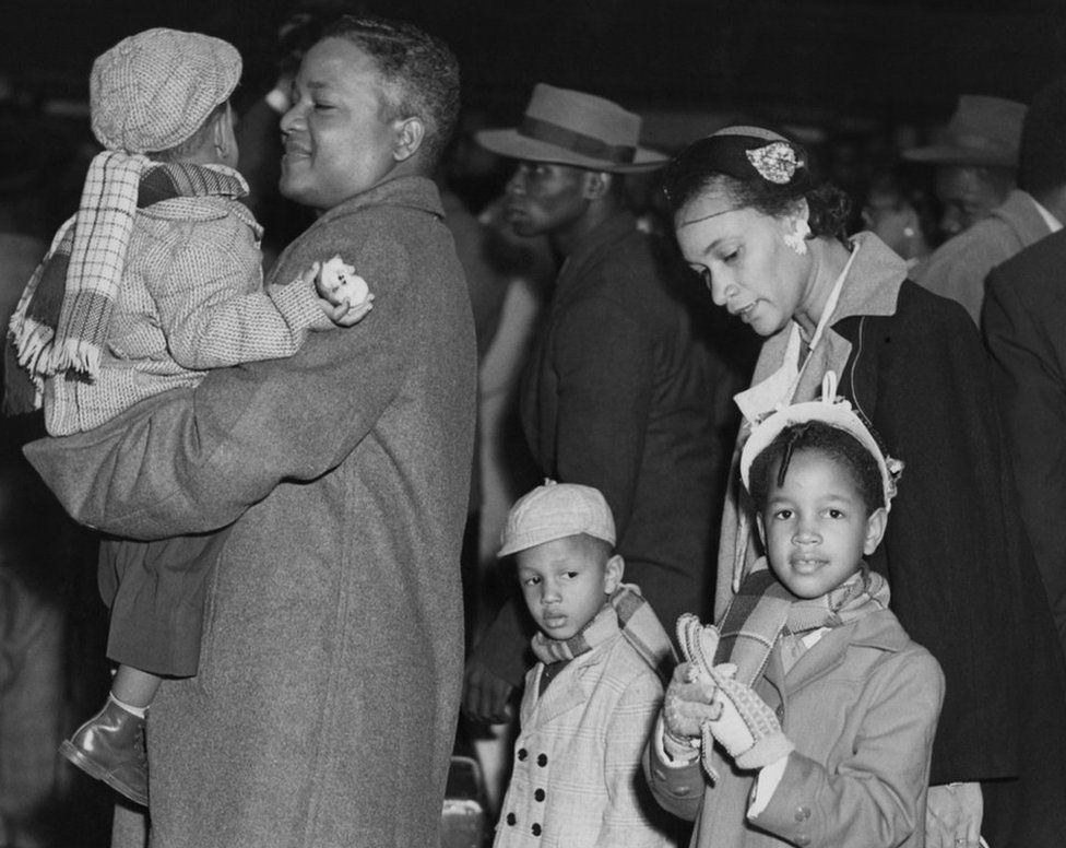 A family arrives in Britain from Jamaica around 1950