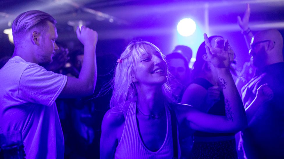 People dancing at Egg London nightclub in the early hours of July 19, 2021 in London, England.