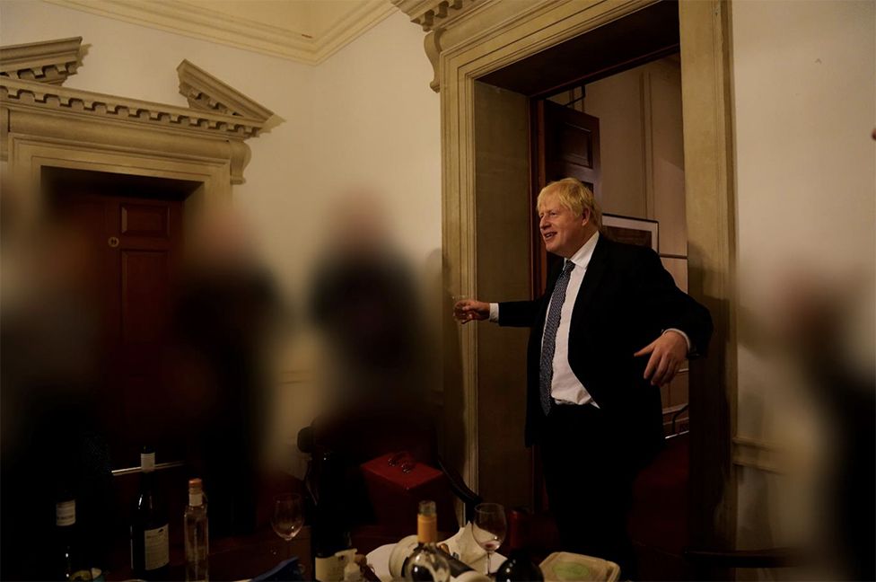 Boris Johnson with drink in hand at one of the events under investigation