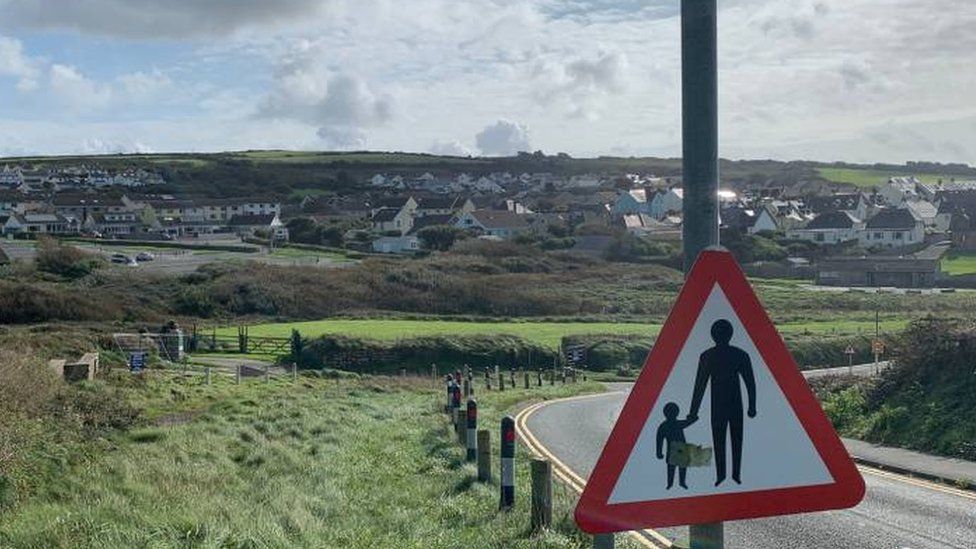 Road sign on the outskirts of Broad Haven where the UFO sign was