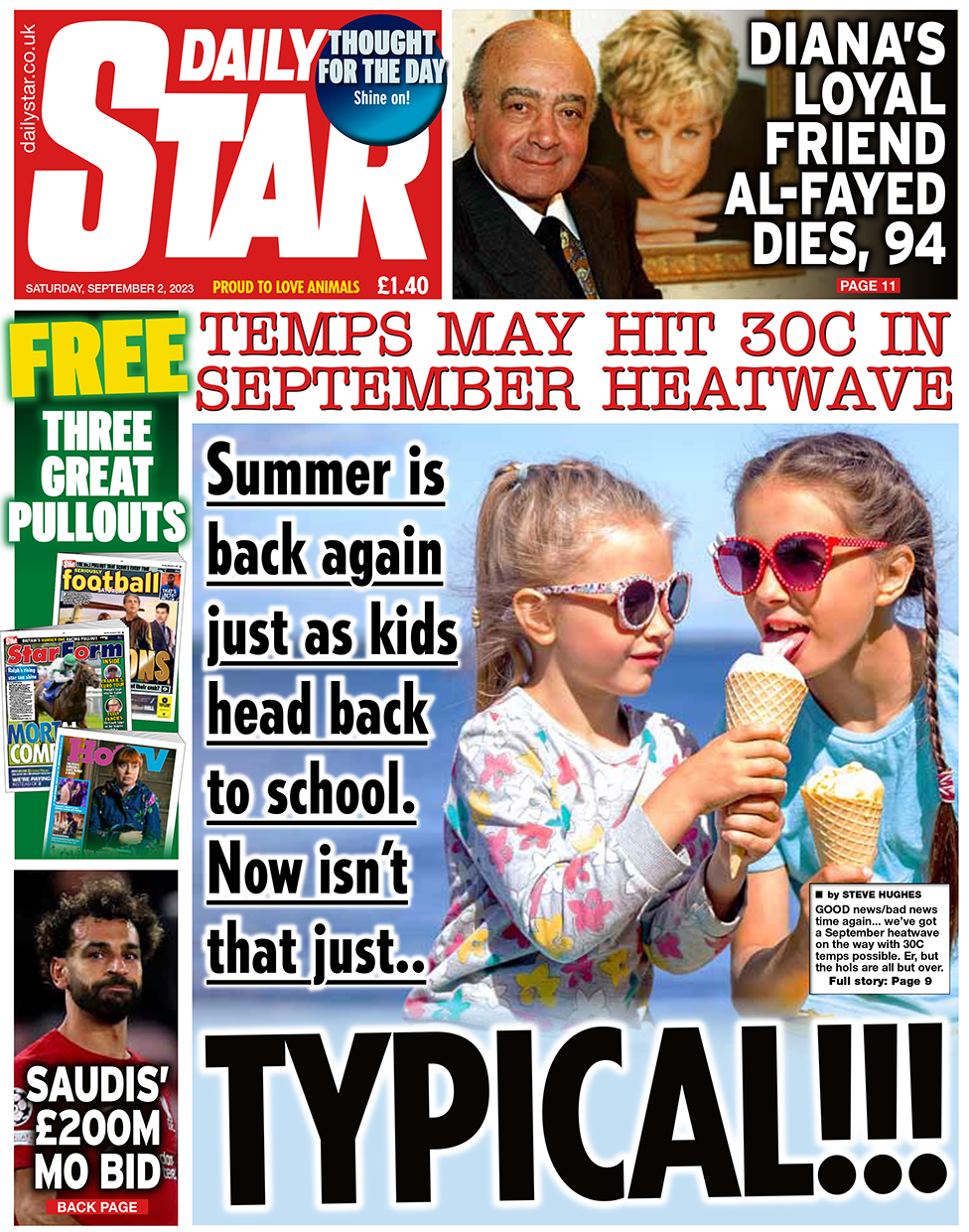 The front page of the Daily Star