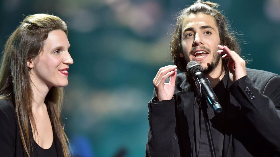 Salvador Sobral and sister Luisa after winning Eurovision 2017