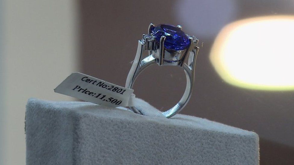 A Tanzanite stone on a ring