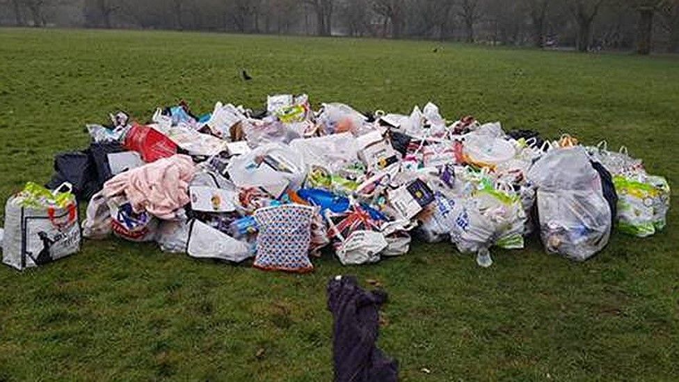 Rubbish left in a park