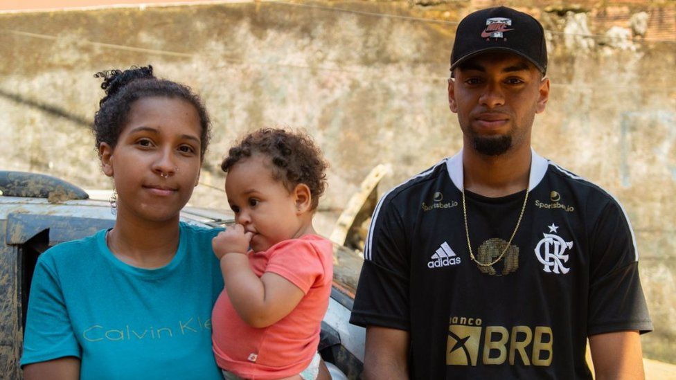 Caique da Silva Vieira and his partner Pamella and their baby