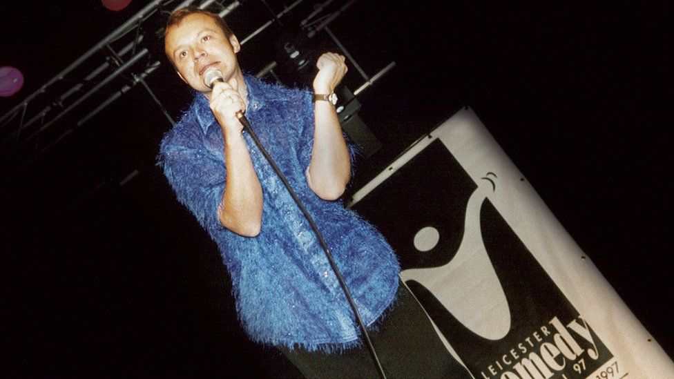 A picture of Graham Norton performing at the Leicester Comedy Festival in 1997