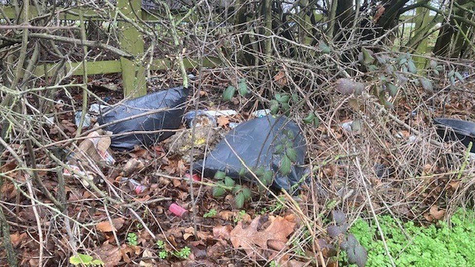 Litter on the side of the A12