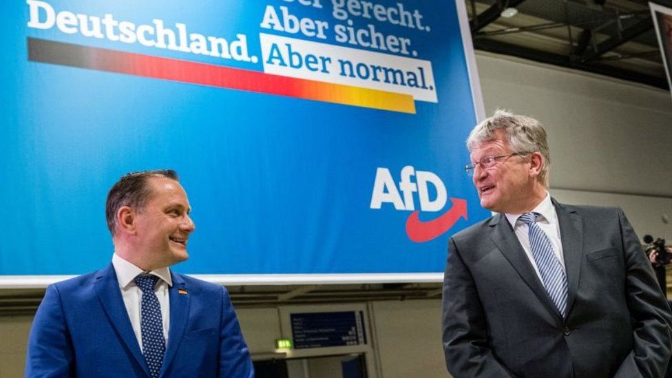AfD leaders Jörg Meuthen (R) and Tino Chrupalla, 9 Apr 21