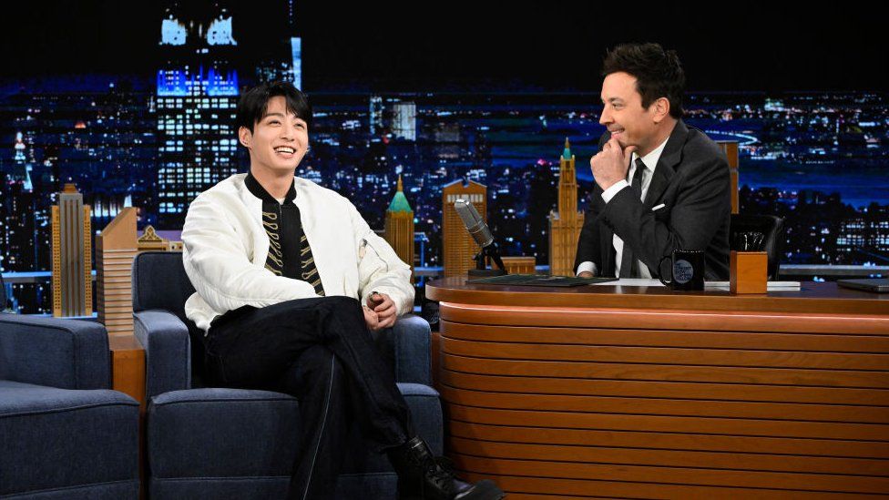 Singer Jung Kook during an interview with host Jimmy Fallon on Monday, November 6, 2023