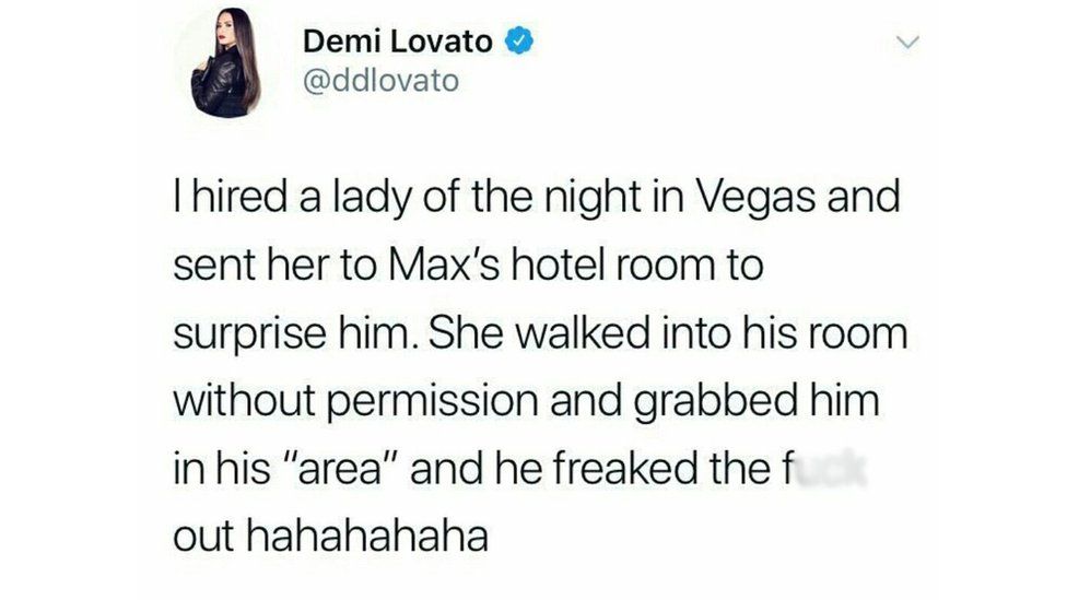 Demi Lovato tweets about pranking her bodyguard