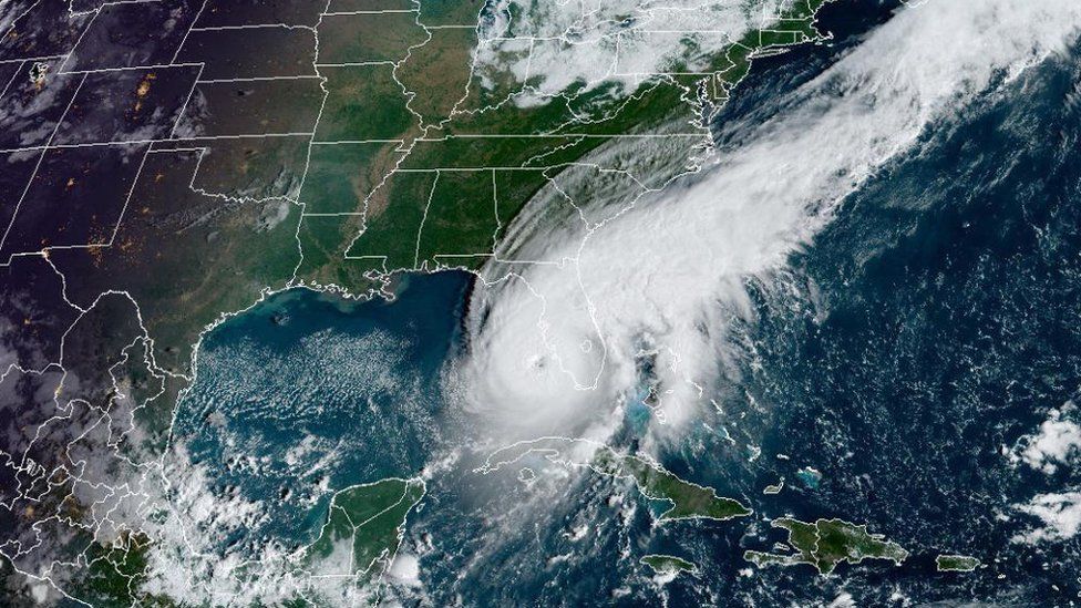 Hurricane Ian moves toward Florida on September 28, 2022 in the Gulf of Mexico