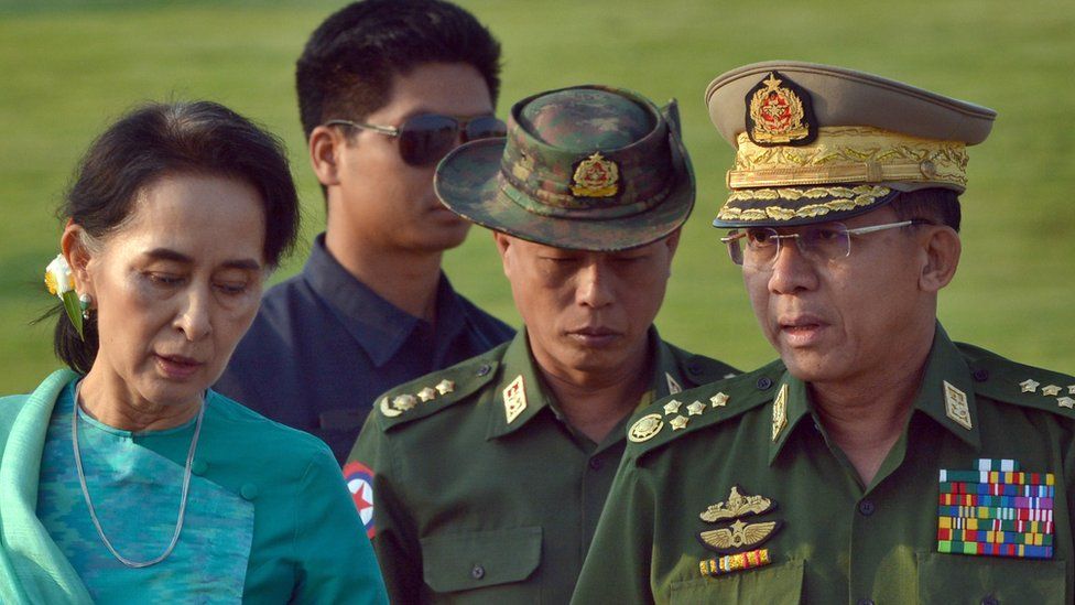 Aung San Suu Kyi with Commander-in-Chief of the Myanmar Armed Forces General Min Aung Hlaing