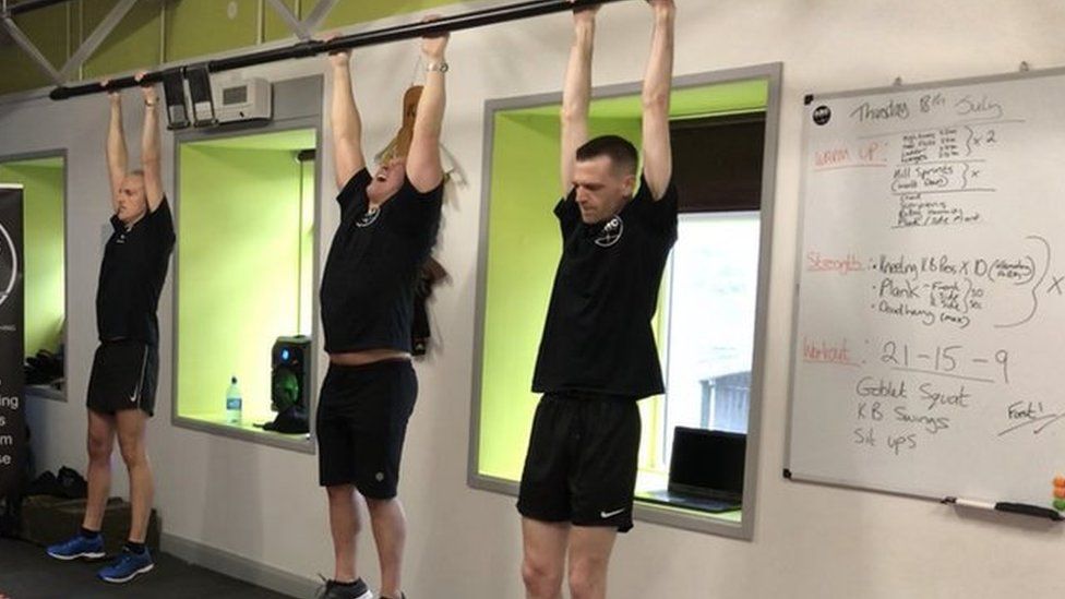 clients on a pull-up bar