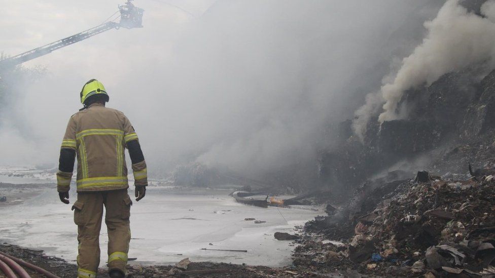 Kiveton Park Rotherham industrial waste fire still burns seven weeks