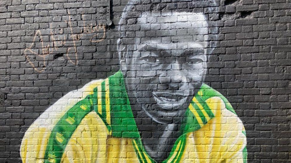 A mural of Justin Fashanu on the Fat Cat and Canary pub in Norwich